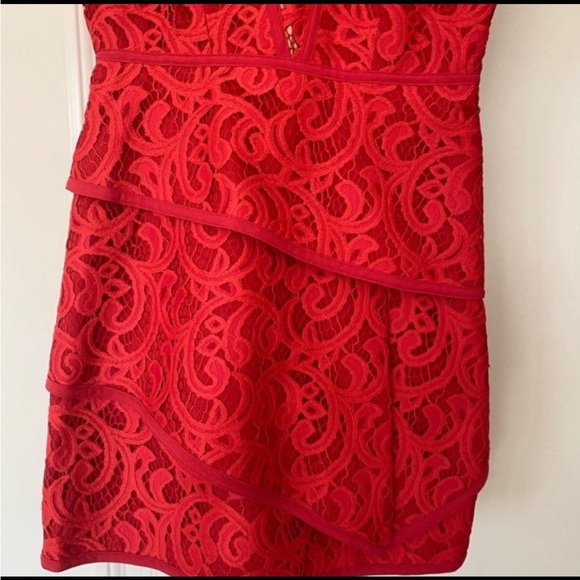 BCBGMAXAZRIA Hanah Red Holiday Festive Dress Size 2 - Picture 4 of 7